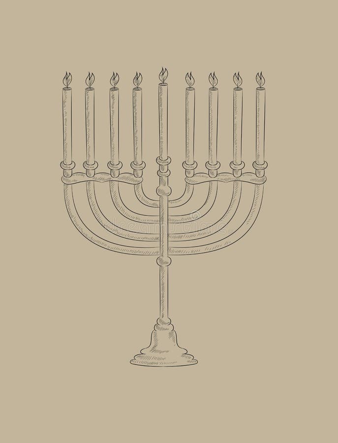 Dessin De Croquis De Menorah Illustration de Vecteur Illustration du noir, isolement 51256984