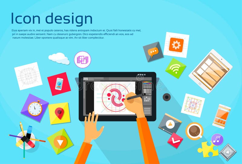 Travail De Dessin De Tablette Illustration de Vecteur