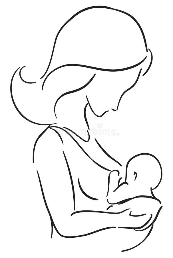 Dessin En Ligne Style Maman Avec Son Bebe Vectoriel Illustration Illustration De Vecteur Illustration Du Nourrisson Lait