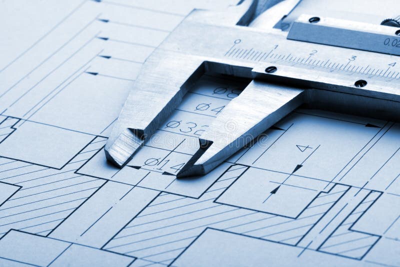 Dessin industriel et étrier images stock Dessin industriel et étrier images stock