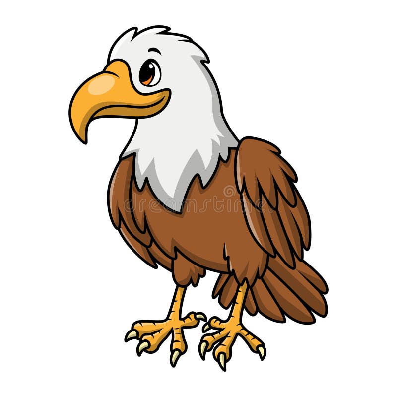 Dessin mignon sur fond blanc. Illustration de dessin d'aigle mignon sur fond blanc