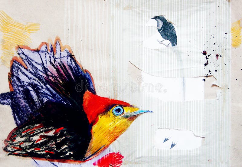 Dessin Sur Le Papier De Loiseau De Paradis Illustration