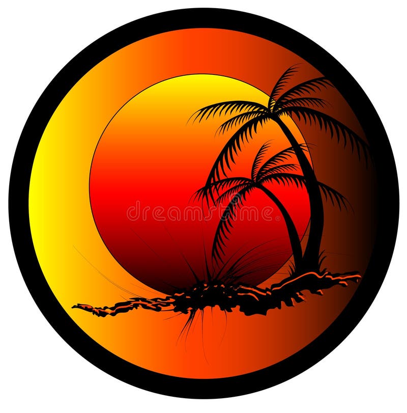 Dessin Tropical De Lever De Soleil Illustration Stock Illustration du