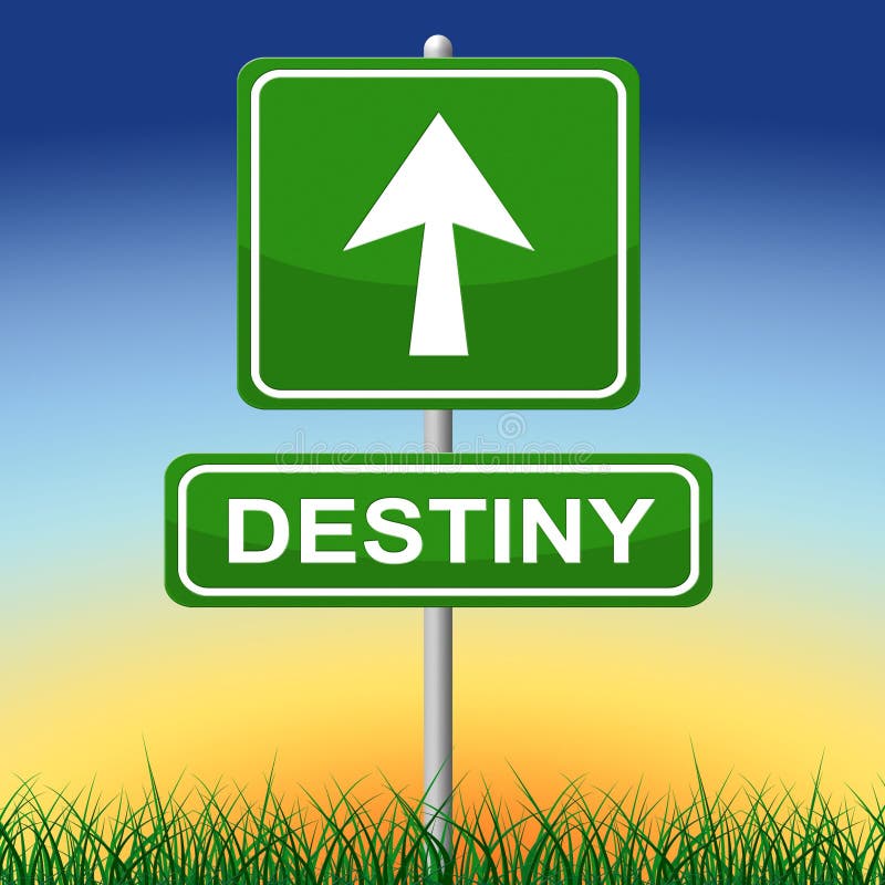 Destiny Sign Means Future Pointing et flèches illustration stock