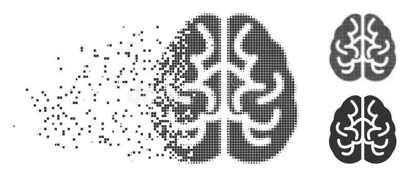 Vernietigd Pixel Halftoon Hersenen-icoon vector illustratie