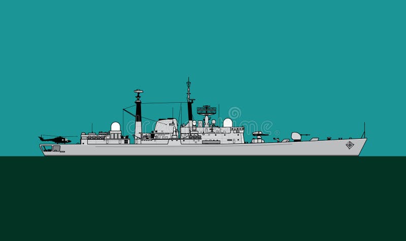 Destructor de misiles guiado por el Lote III de la Marina Real Tipo 42 Buque de escolta naval stock de ilustración
