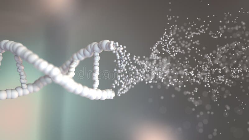 Destruição de molécula de DNA. Representação 3D conceptual ilustração do vetor