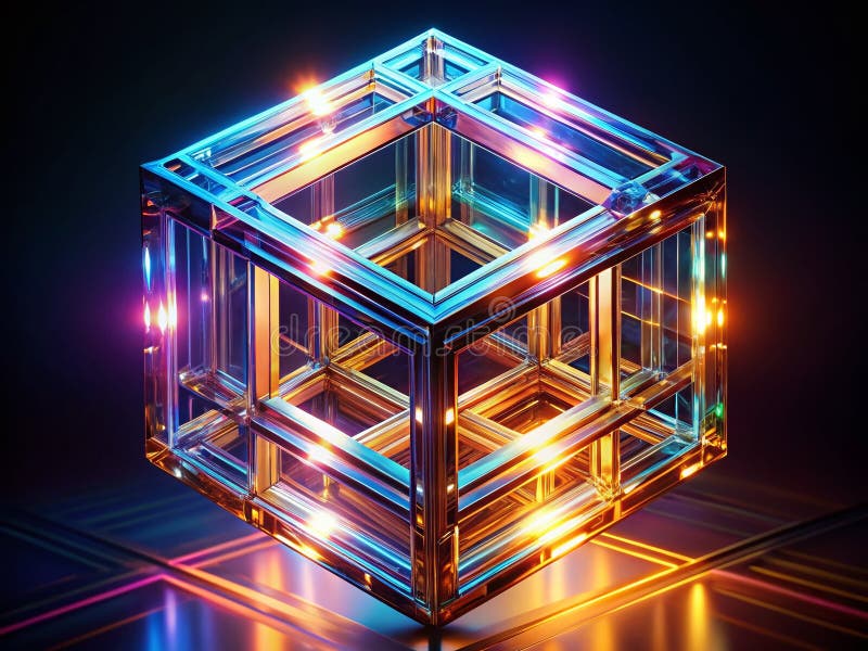 Desvelando la Cuarta Dimensión Una Impresionante Visualización Abstracta de Hipercubo de Geometría Teseracto 4D Perfecta para la C libre illustration