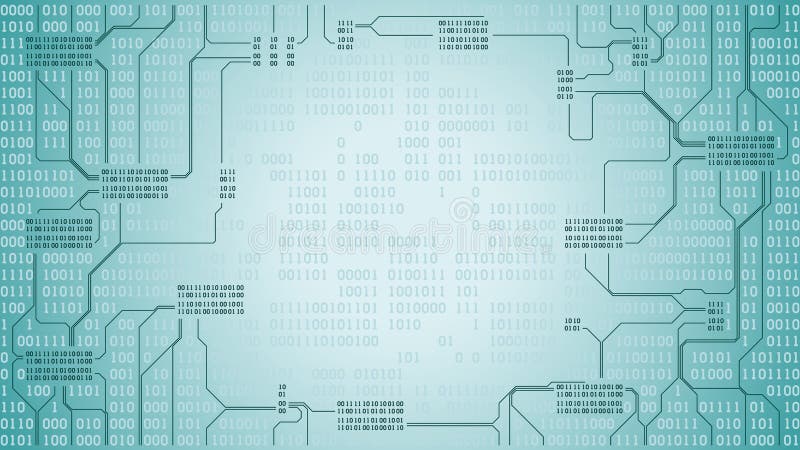 Det abstrakta futuristiska brädet för den elektroniska strömkretsen med den binära koden, bakgrund för digital teknologi för dato vektor illustrationer Det abstrakta futuristiska brädet för den elektroniska strömkretsen med den binära koden, bakgrund för digital teknologi för dato vektor illustrationer