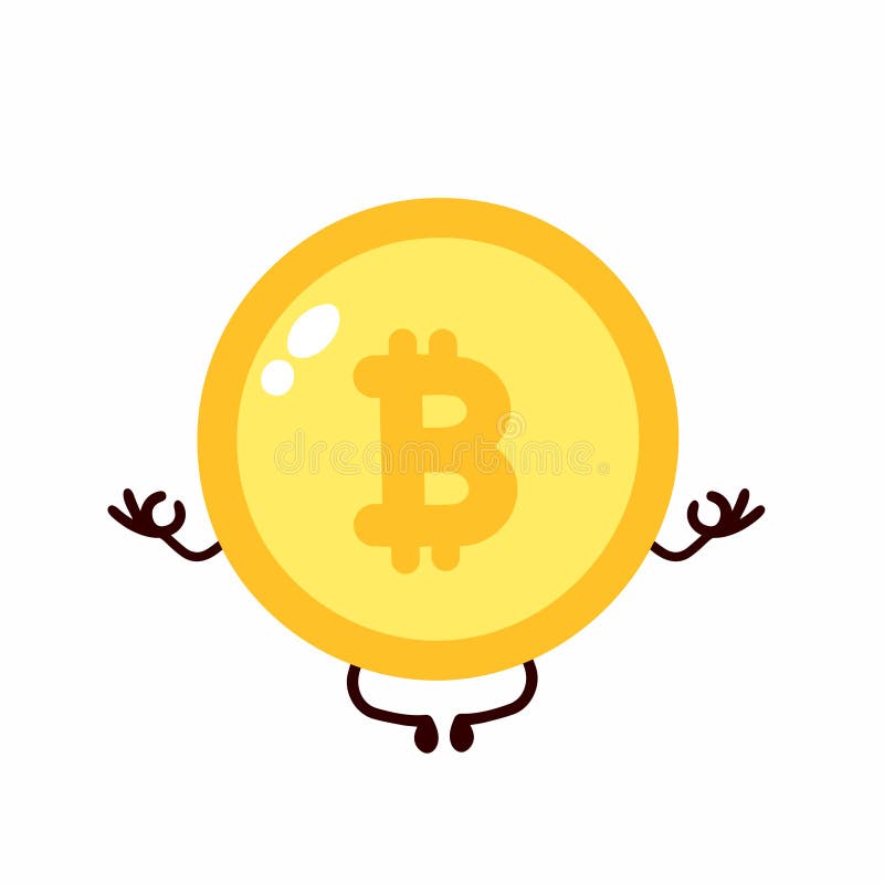 Det Bitcoin myntet mediterar i lotusblommayoga vektor illustrationer