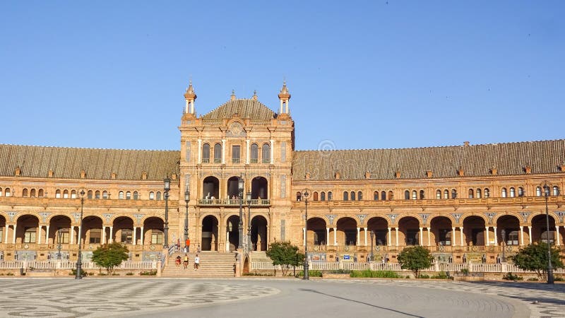 Det fantastiska spanska torget, Plaza de Espana en Seville arkivfoton Det fantastiska spanska torget, Plaza de Espana en Seville arkivfoton