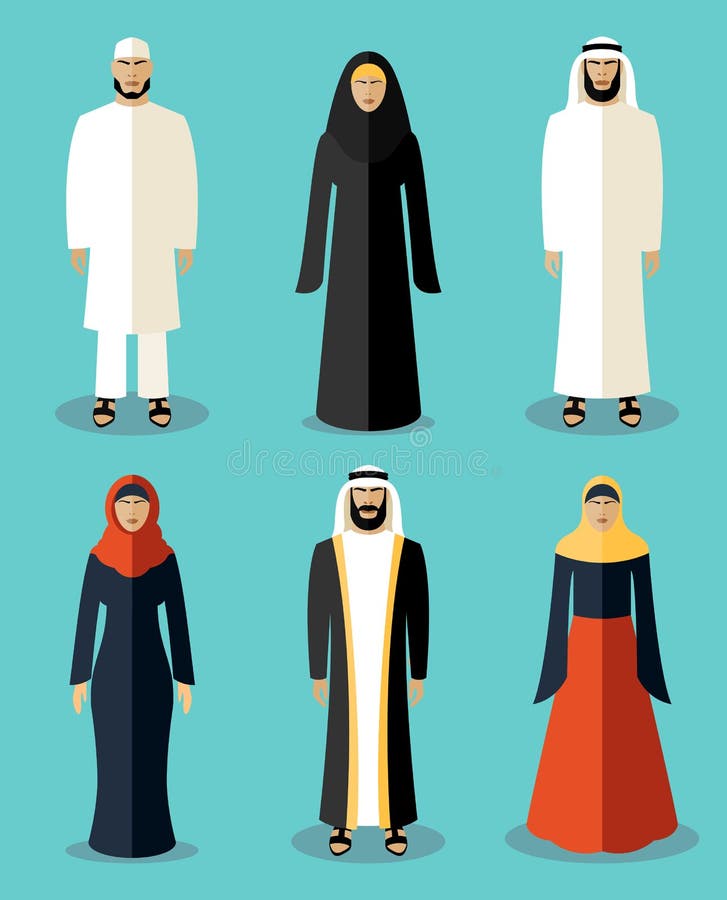 Det muslimska folket sänker symboler royaltyfri illustrationer Det muslimska folket sänker symboler royaltyfri illustrationer