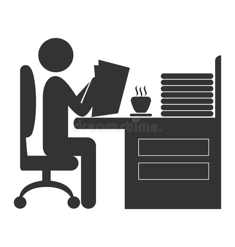 Det plana kontoret läste den isolerade tidningssymbolen på vit stock illustrationer Det plana kontoret läste den isolerade tidningssymbolen på vit stock illustrationer