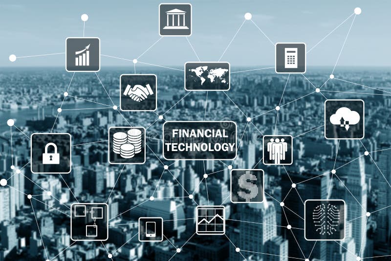 Det smarta stadsbegreppet med finansiellt teknologibegrepp för fintech arkivbild Det smarta stadsbegreppet med finansiellt teknologibegrepp för fintech arkivbild