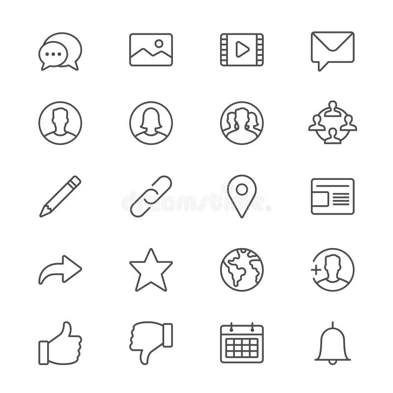 Det sociala nätverket gör symboler tunnare stock illustrationer Det sociala nätverket gör symboler tunnare stock illustrationer
