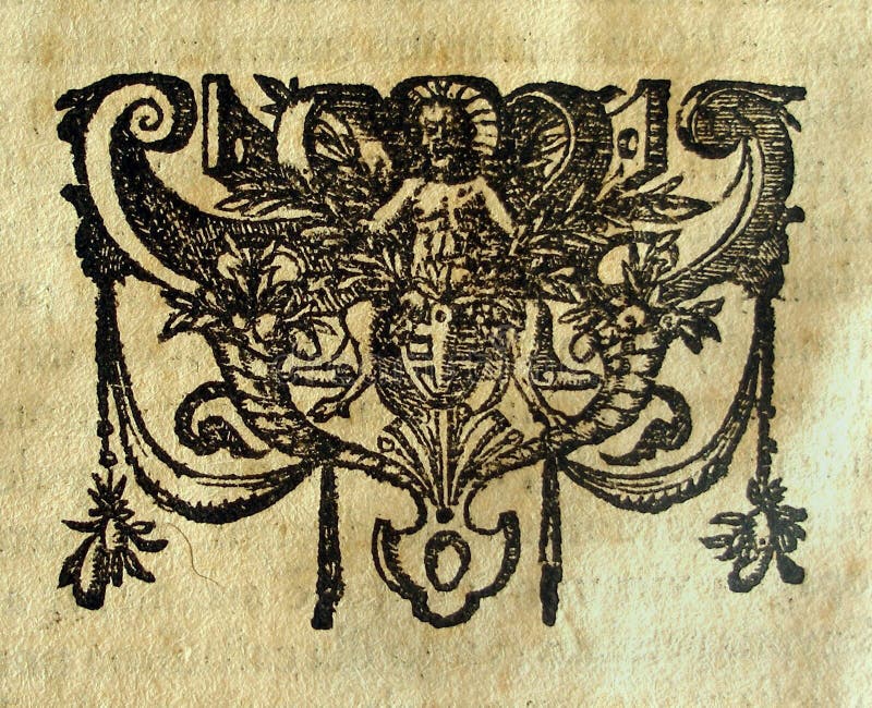 Detail of Antique Engraving of the Renaissance. Stock Illustration