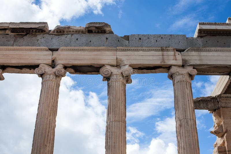 Detail antique greek temple column stock photography