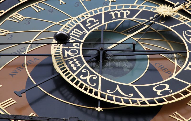 A detail of the astronomical clock in Prague, Czec