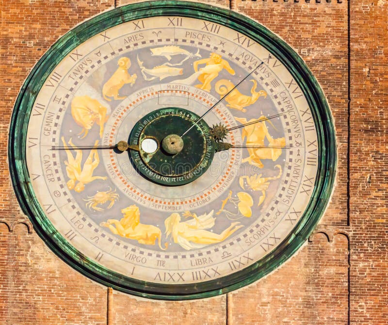Detail of astronomical clock in Torrazzo tower Cremona Italy stock photography Detail of astronomical clock in Torrazzo tower Cremona Italy stock photography