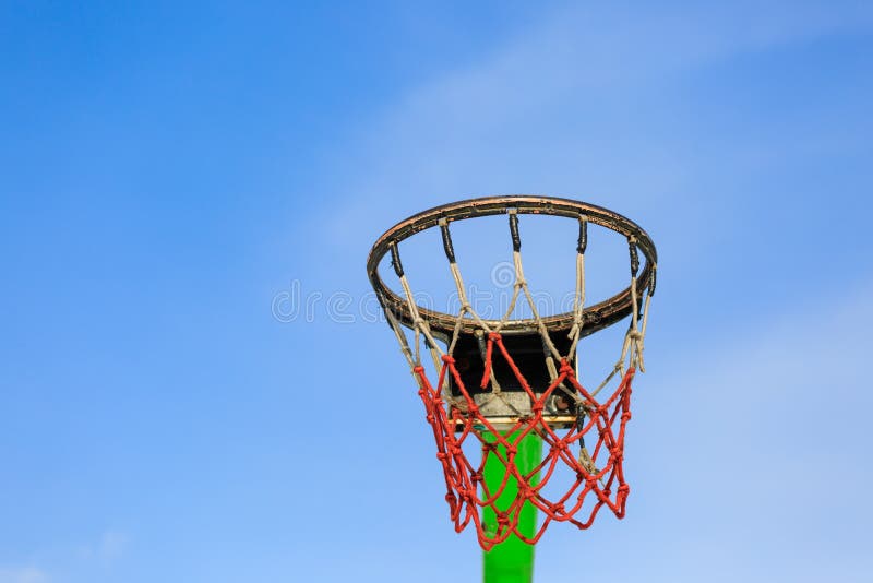 Detail of Basketball hoop in blue sky on a sunny day royalty free stock photography Detail of Basketball hoop in blue sky on a sunny day royalty free stock photography