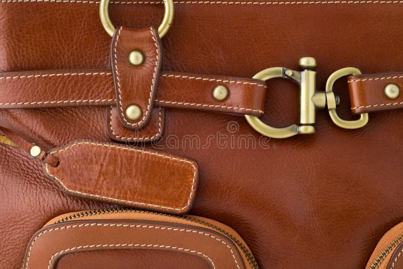 Detail of brown leather bag