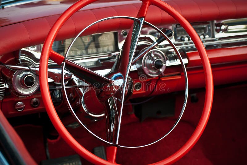 Detail of a classic red dream car