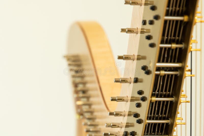 Detail of a Classical Harp, Musical Instrument Stock Photo Image of