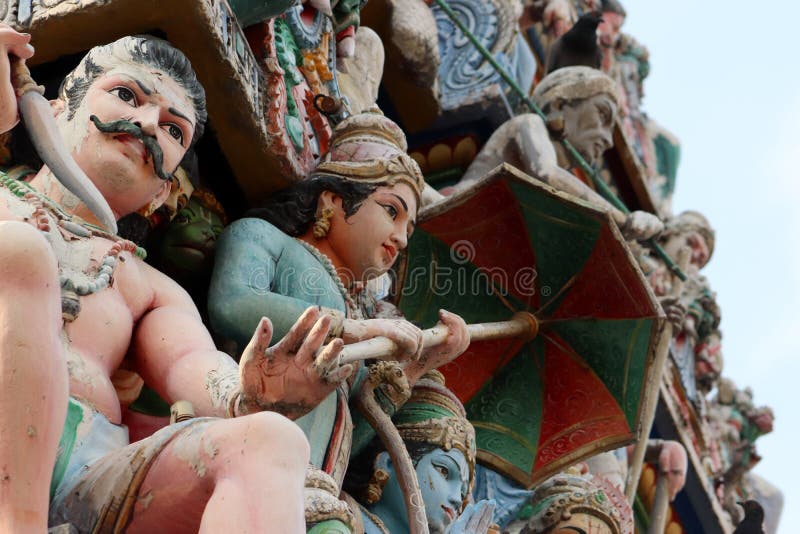 Detail of the roof of the Sri Mariamman Hindu temple in Chinatown Singapore stock photos Detail of the roof of the Sri Mariamman Hindu temple in Chinatown Singapore stock photos