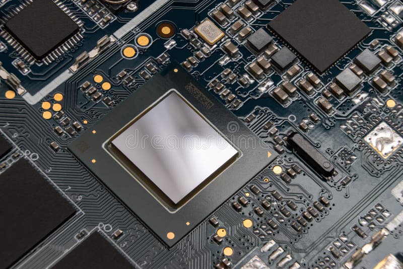 Detail of Electronic Board of Computer. Closeup of Electronic Circuit