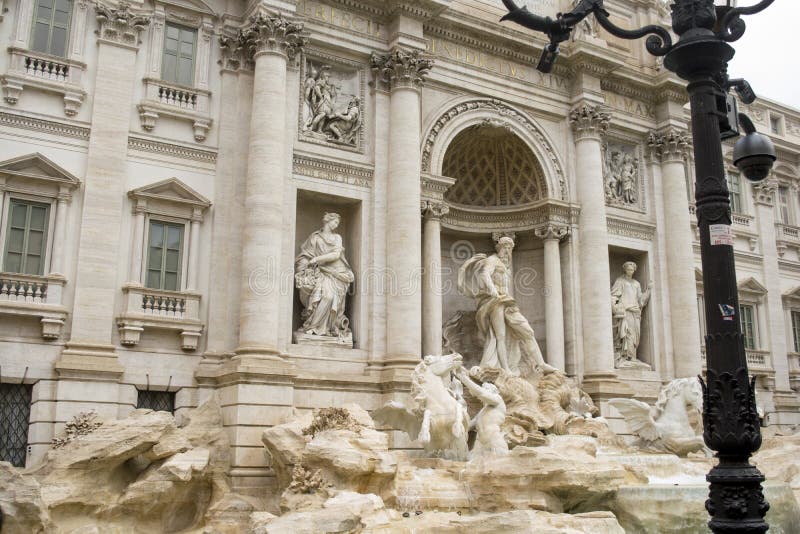 Frontal facade of trevi fountain in Rome royalty free stock photography Frontal facade of trevi fountain in Rome royalty free stock photography