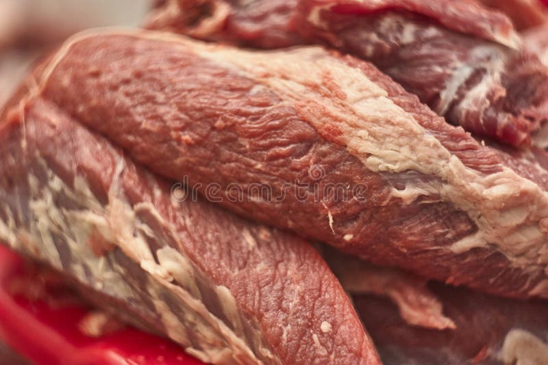 Fiber and details of calf meat. Clean, atrocities.