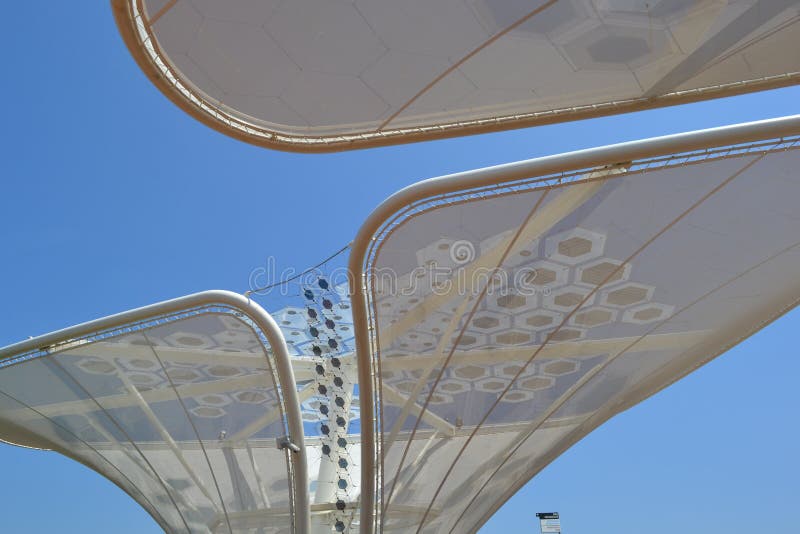 Detail of the German pavilion at EXPO Milano 2015 solar trees Organic Photovoltaic lamps.