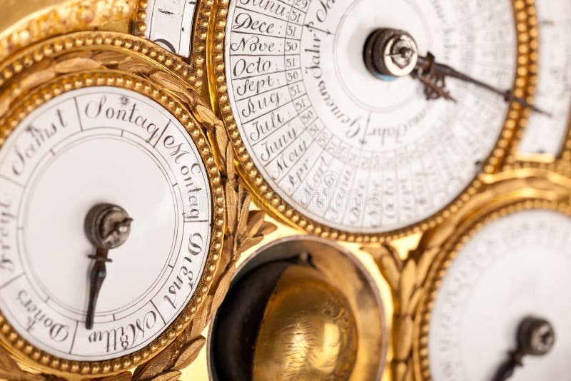 Detail of gold and white historic clock stock photo