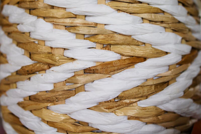 Detail Hand Craft of Weaving Texture Background. Natural Wicker Straw