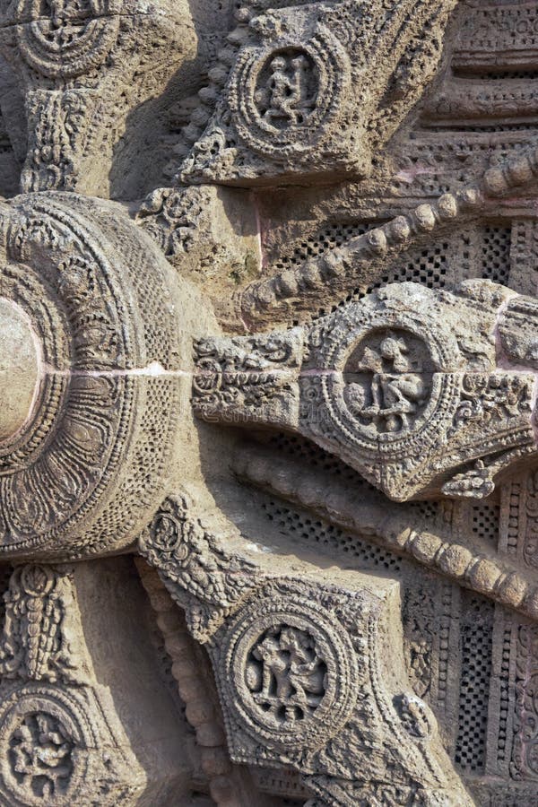 Detail of Hindu Carved Wheel at Konark Temple