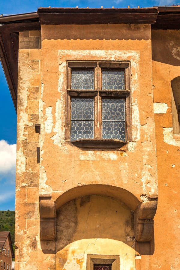 Detail of historic building in Kremnica, important medieval mini