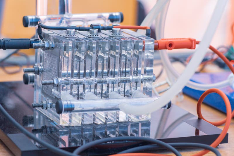 Detail of hydrogen fuel cells - alternative and clean source of energy. New technology concept. stock photography Detail of hydrogen fuel cells - alternative and clean source of energy. New technology concept. stock photography