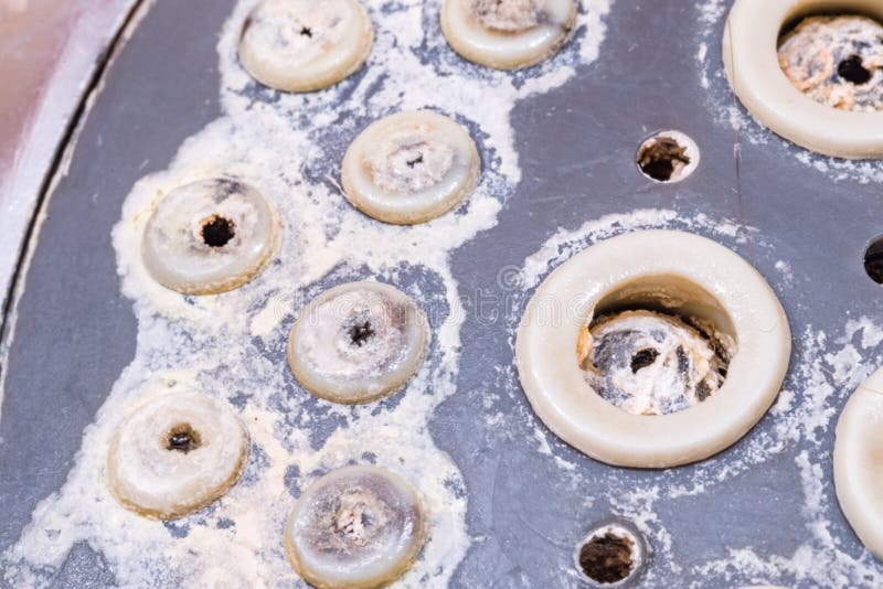 Detail of limescale on shower head. Calcification of a shower head in bathroom stock photo