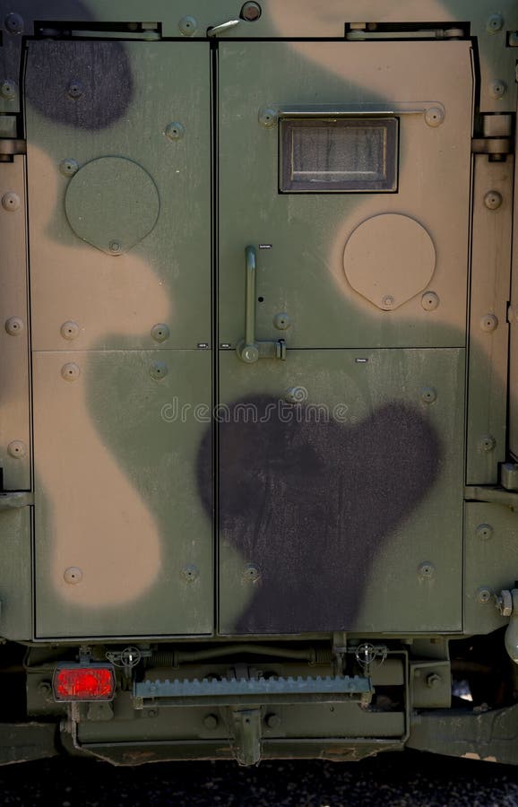 Detail of a military vehicle in camouflage royalty free stock photo