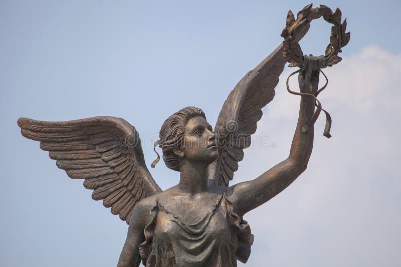 Detail of Monument To Goddess of Victory Nike Against Sky. Stock Image - Image 40817117