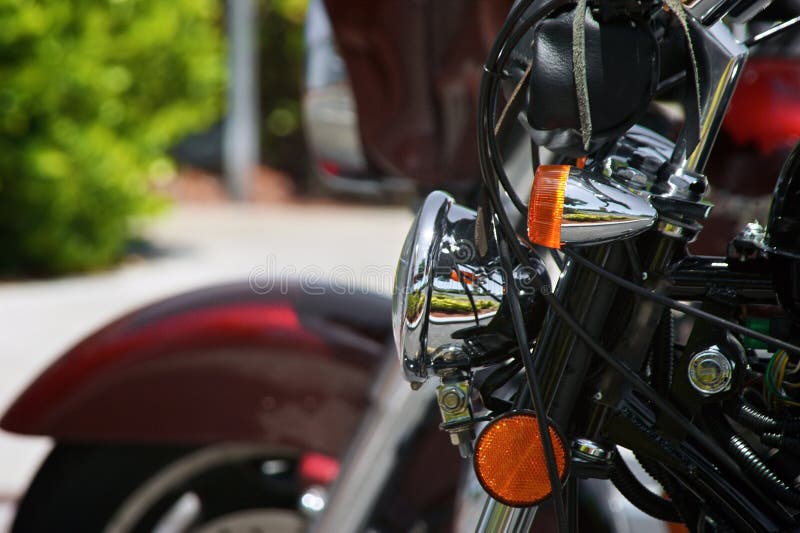 Detail of Motorcycle Front End with Headlight Stock Image Image of