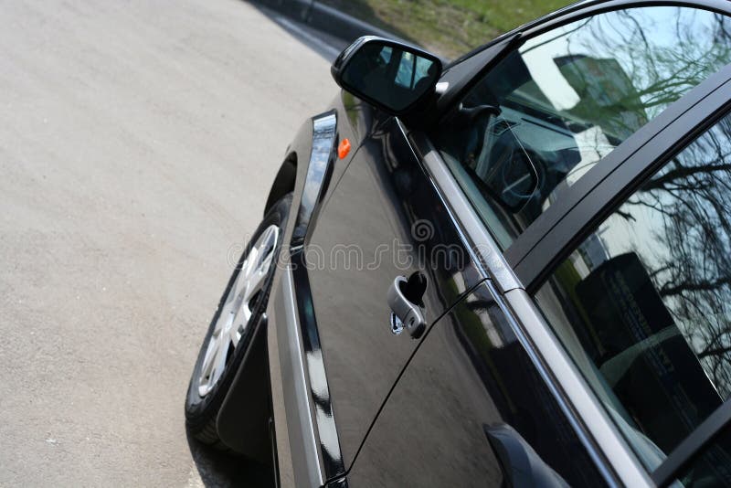 Detail of new car in dealership