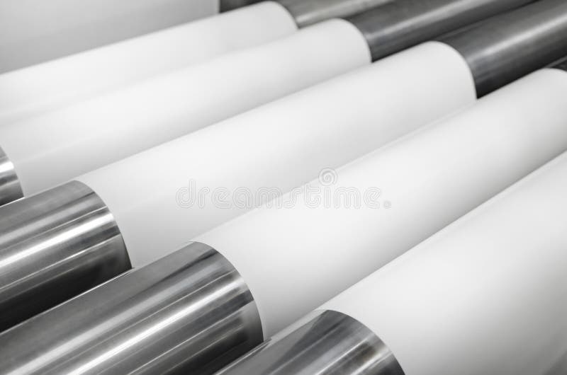Detail of offset printing machine stock images