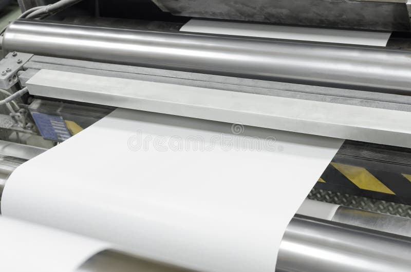 Offset printing machine with roll of paper royalty free stock photography