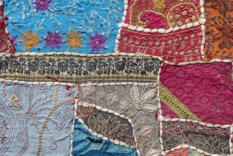 Detail old patchwork carpet. Close up, top view royalty free stock photos Detail old patchwork carpet. Close up, top view royalty free stock photos