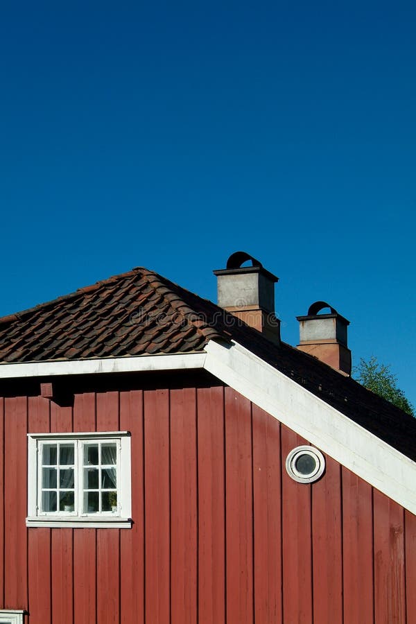 Detail of old, red house