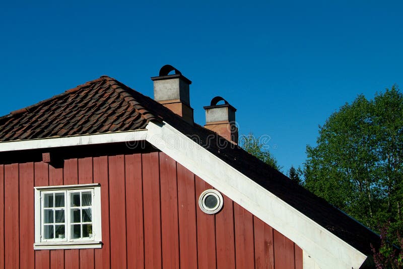 Detail of old, red house