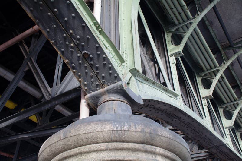 Detail of an Old Steel Bridge Construction Stock Image Image of
