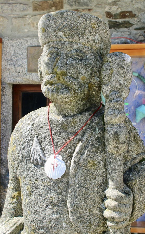 Detail of Pilgrim Statue on the Road. Stock Photo Image of stone, memorial 274241938