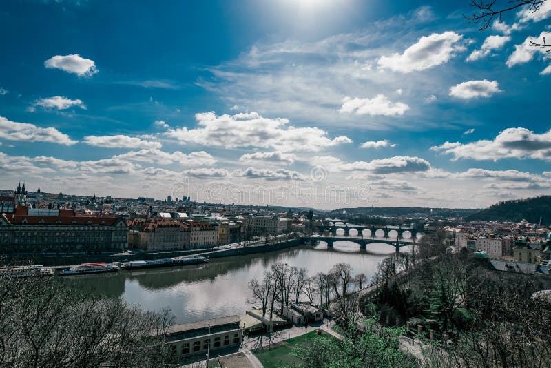 Detail of the Prague in the Old Town. View of Prague. Charles Bridge stock images